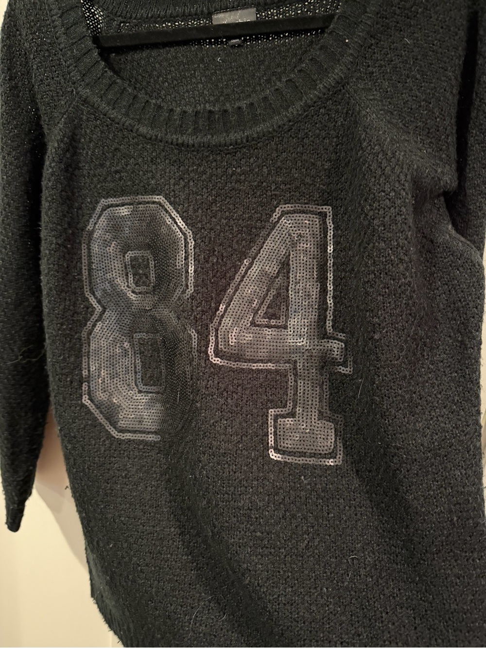 City Chic “84” sequin black jersey style sweater size plus-small about 16